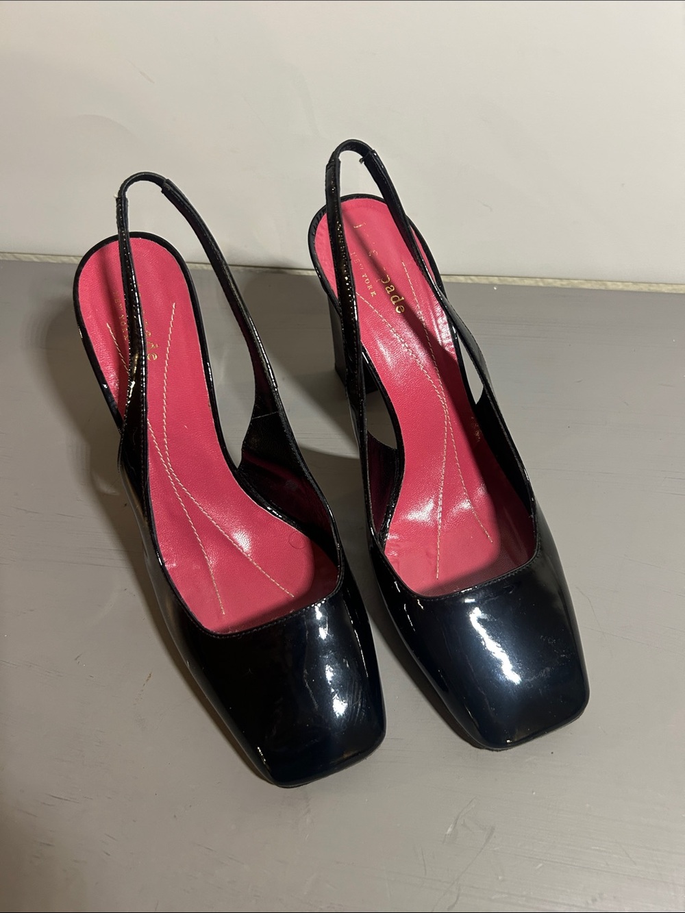 Kate Spade New York Black Patent Leather Slingback Heels